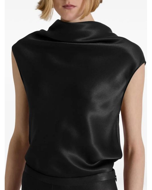 Alberta Ferretti Black Cowl Sleeveless Top