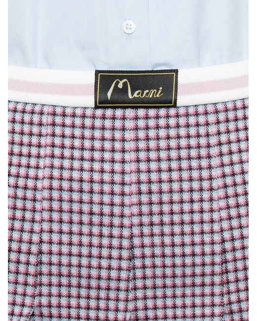 Marni Purple Plaid Pleated Skirt