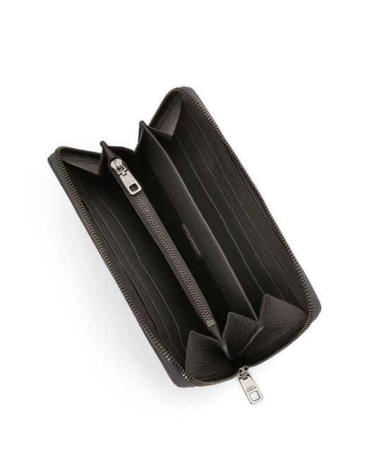 Dolce & Gabbana Gray Dg Logo Zip-around Leather Wallet for men