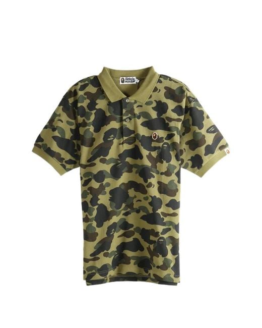 A Bathing Ape Green Polo À Imprimé 1St Camouflage for men