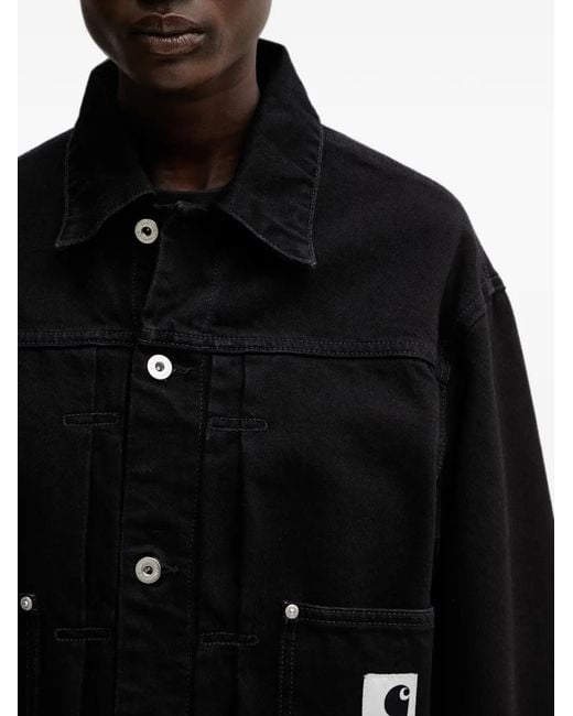 Carhartt Black Belmar Logo-Patch Denim Jacket