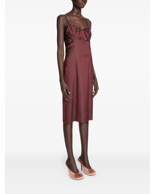 Dries Van Noten Red Polka-Dot Pattern Midi Dress