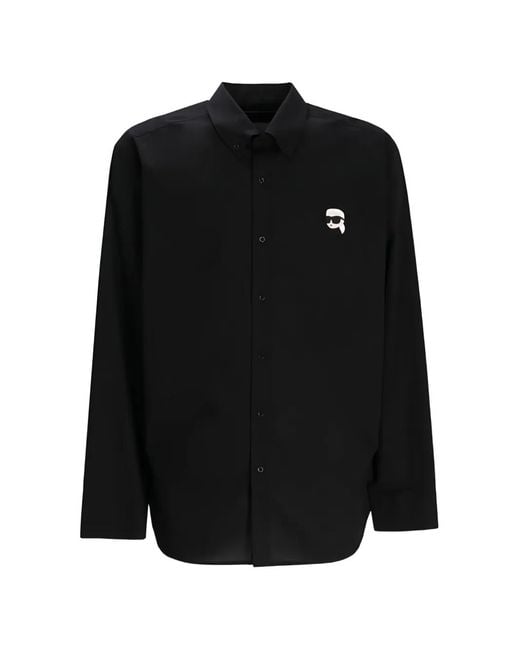 Karl Lagerfeld Black Logo-Detail Shirt for men