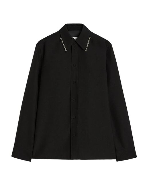 Jil Sander Hemd mit perlenverziertem Kragen in Black für Herren