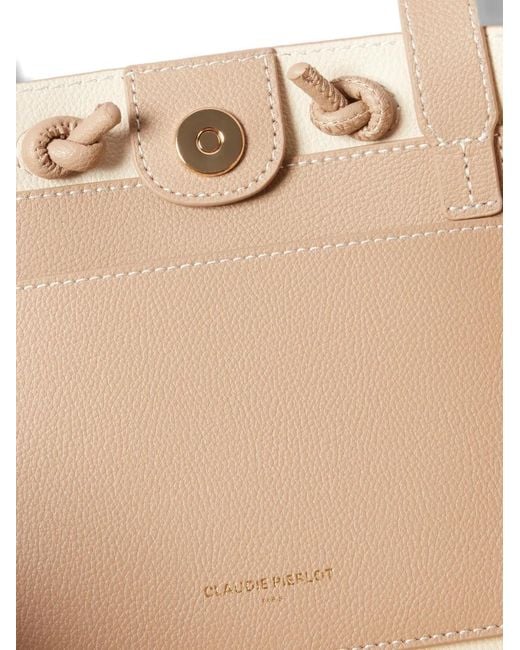 Claudie Pierlot Natural Alban Grained Leather Tote Bag