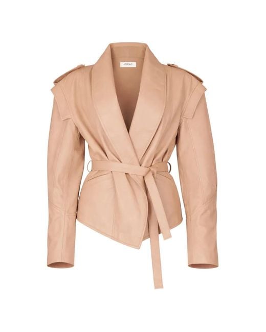ViCOLO Pink Belted Epaulette-Detail Jacket