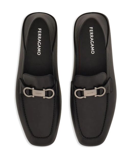 メンズ Ferragamo ガンチーニ レザーローファー Black