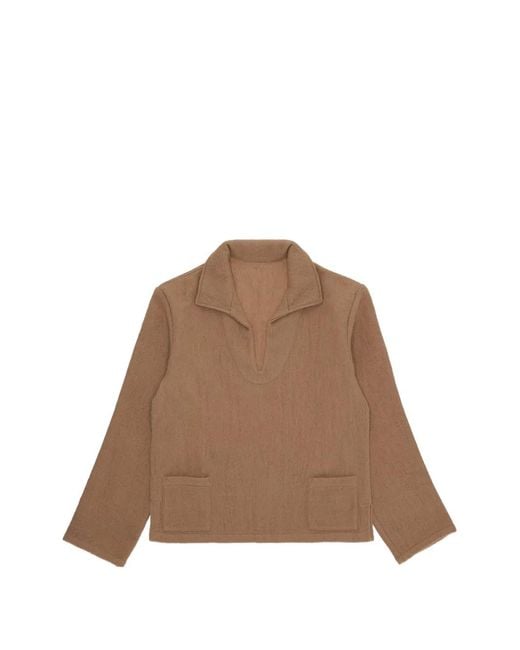 Fortela Brown Patch-Pocket V-Neck Sweater for men