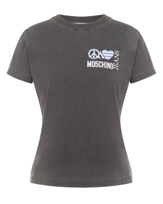 Moschino Gray Logo-Print T-Shirt