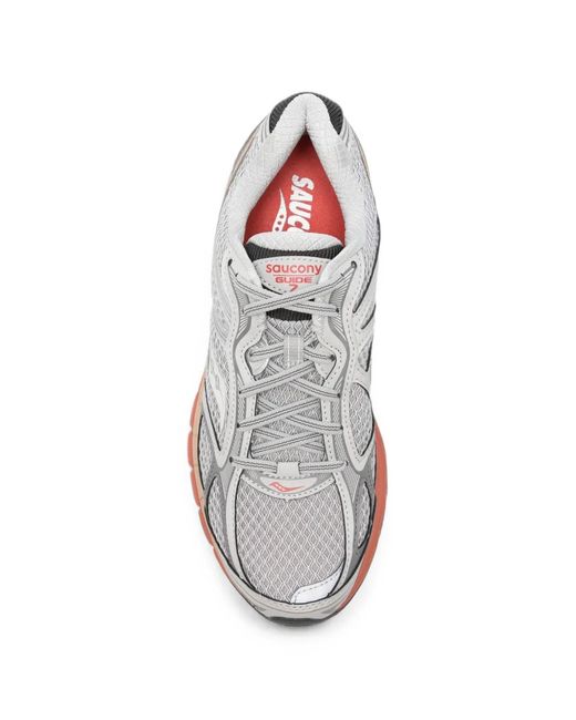 Saucony White Guide 7 Mesh Sneakers