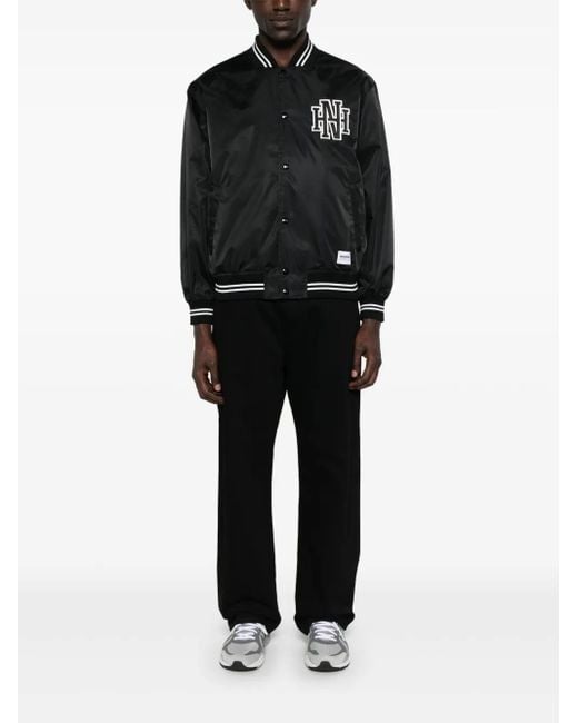 Neighborhood Black Logo-Patch Baseball Jacket for men