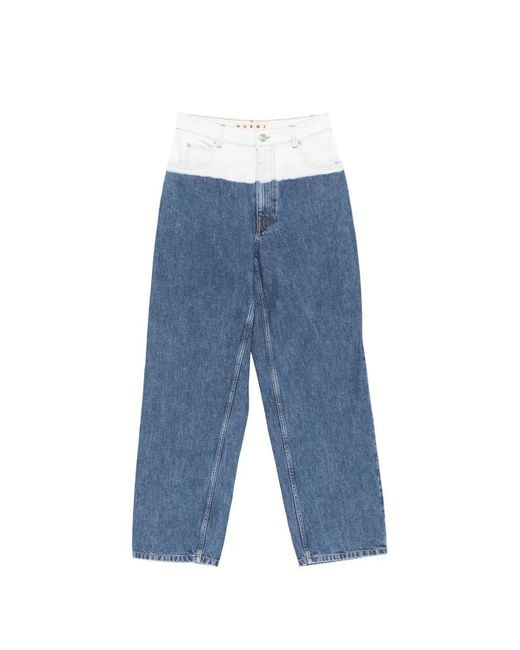 Marni Blue Gradient Wide Leg Jeans