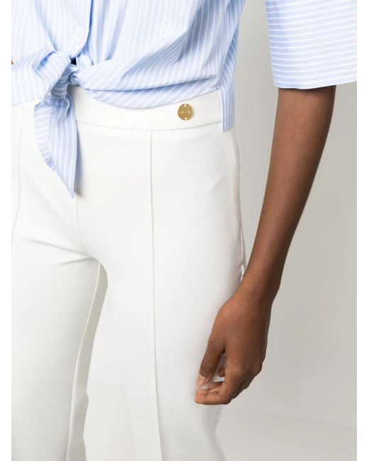 Callas Milano White Lola High-Waisted Flared Trousers