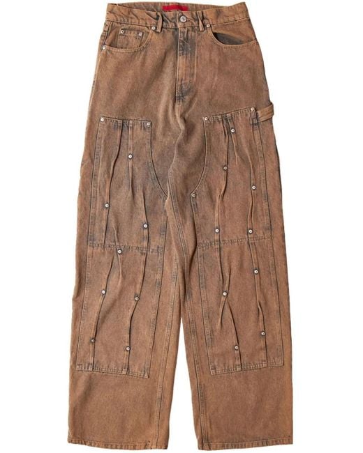 Kusikohc Brown Rivet-Detailing Jeans for men