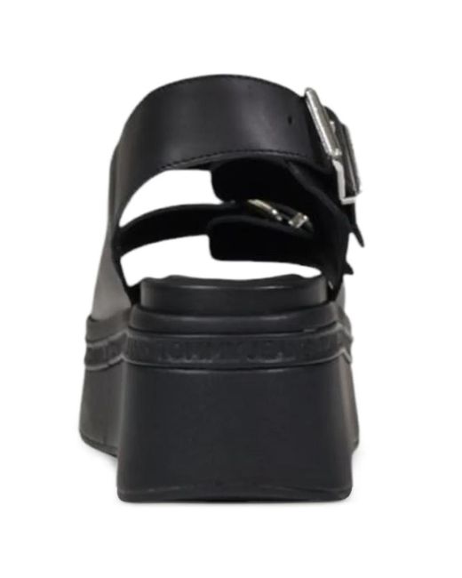 Tommy Hilfiger Black Buckle-Strap Platform Sandals