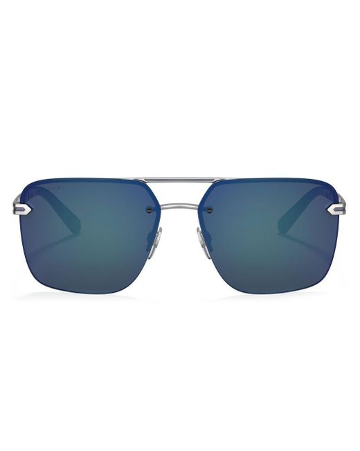 BVLGARI Blue Square-frame Double-bridge Sunglasses for men