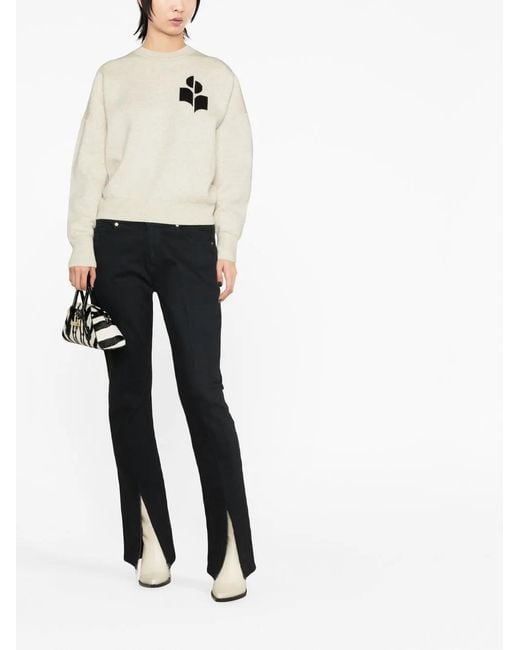 Isabel Marant Natural Crew-Neck Sweater With Print
