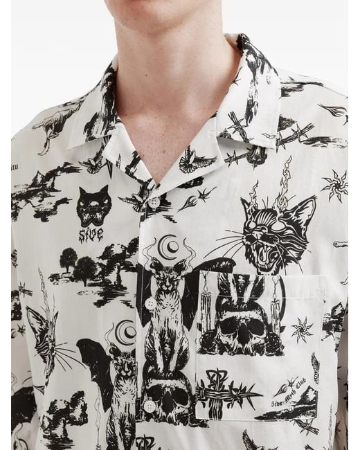 FIVE CM White Print Pocket Shirt for men