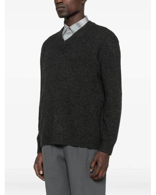 A.P.C. Black V-Neck Wool Sweater for men