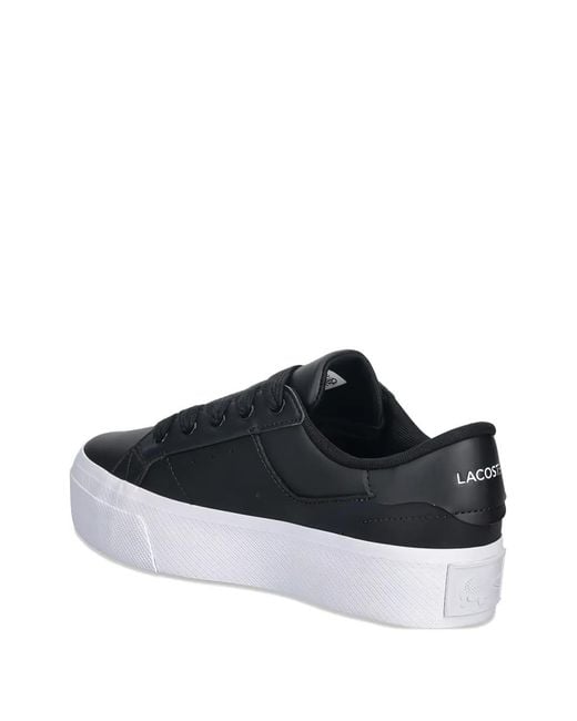 Lacoste Black Ziane Platform Logo-Detail Leather Sneakers