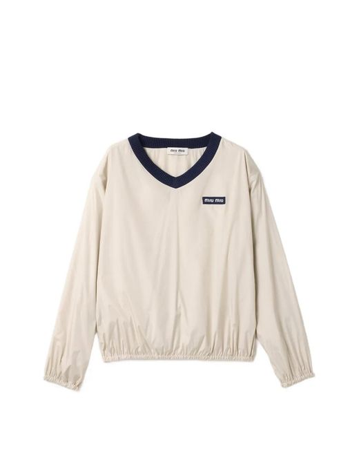 Miu Miu Natural Technical Pongé Sweatshirt