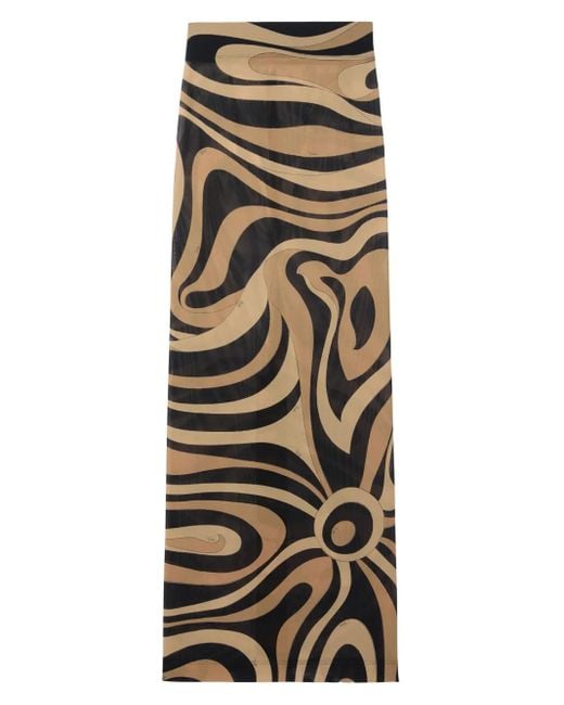 Emilio Pucci Natural Marmo-Print Maxi Skirt