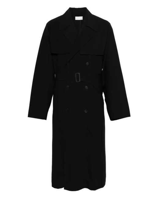 The Row Black Belted Double-Breasted Coat for men