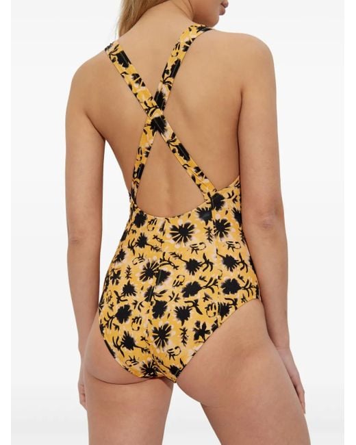 Ulla Johnson Metallic Badeanzug Mit Blumen-Print