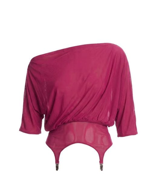 Axel 113 Red Kendall Off-Shoulder Mesh Top