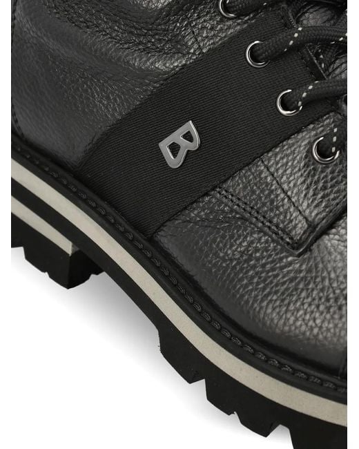 Bogner Black Lace-Up Padded-Collar Ankle Boots for men