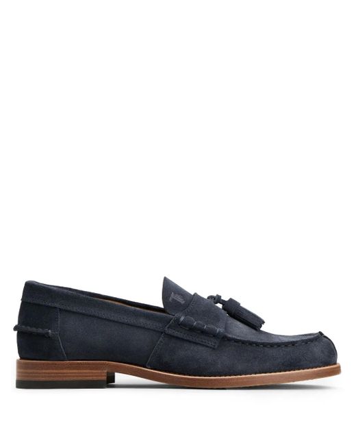 Tod's Blue Tassel-Detail Suede Loafers for men