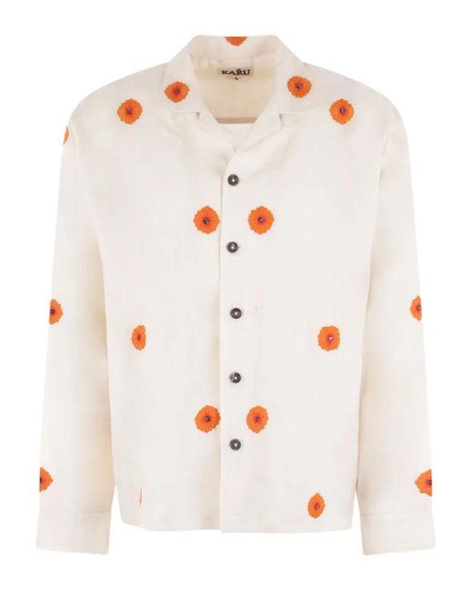 Camicia Con Ricamo E Revers Classici di Kartik Research in White da Uomo