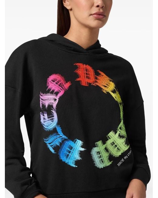 Philipp Plein Black Logo-Print Hoodie