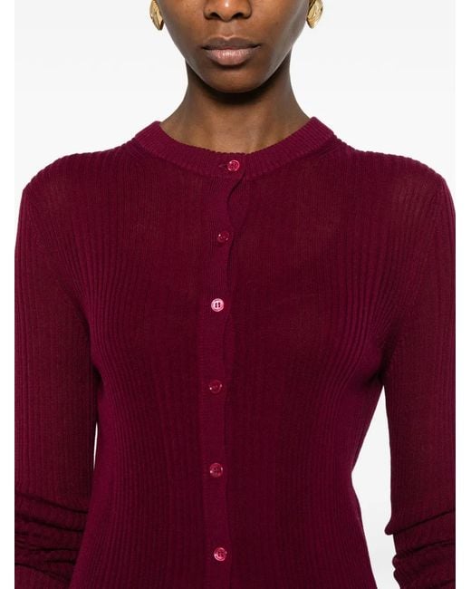 Bompard Purple Ribbed Sheer Cardigan