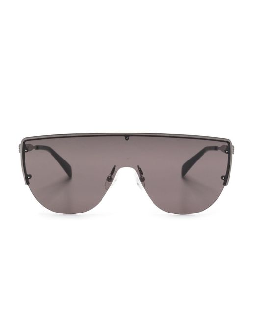 Alexander McQueen Gray Skull-stud Shield-frame Sunglasses