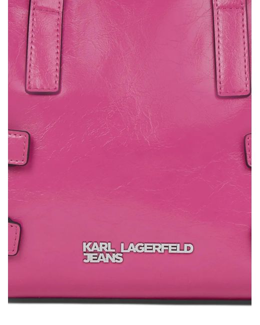 Karl Lagerfeld Pink Buckle Faux-Leather Bowling Bag