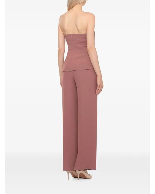 Emme Pink Asymmetrical-Hem Corset Blouse And Trousers Set