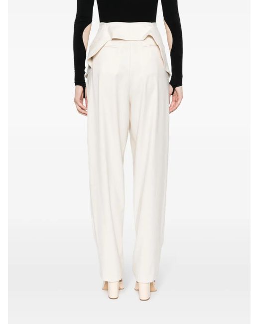 ANDREADAMO White Layered-Detail High-Waist Trousers