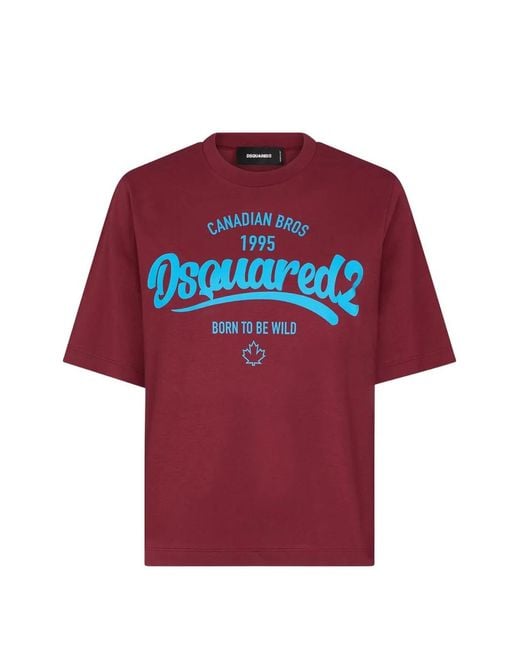 DSquared² Red Logo-Print Easy Fit T-Shirt