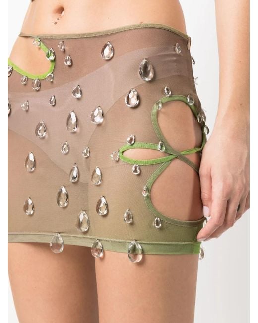 Gcds Gray Sita Drops Crystal-Embellished Miniskirt
