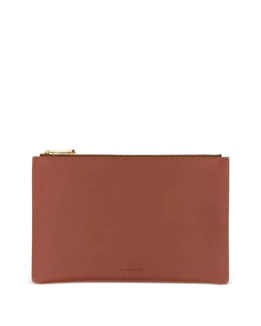 Il Bisonte Brown Zip-Top Leather Pouch