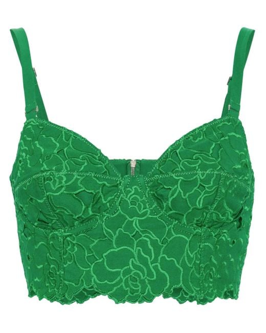 Erdem Green Embroidered Bralette Top