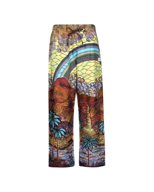 Atelier Vlisco White Graphic-Print Drawstring Straight-Leg Trousers for men