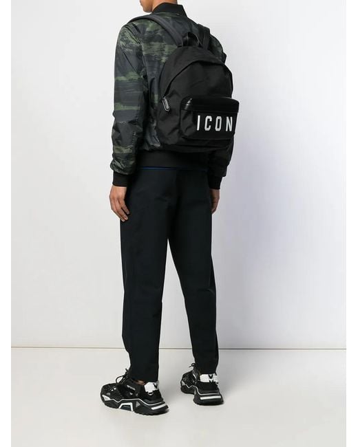 DSquared² Black Icon Backpack for men