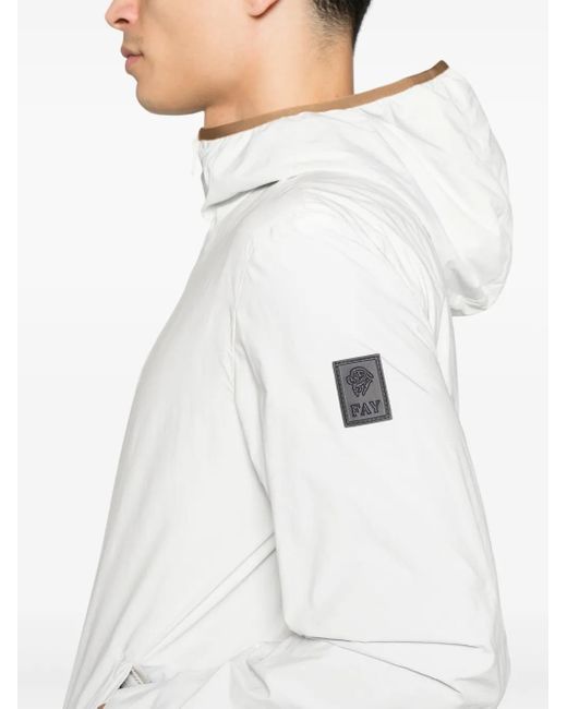 Fay White Logo-Patch Windbreaker for men