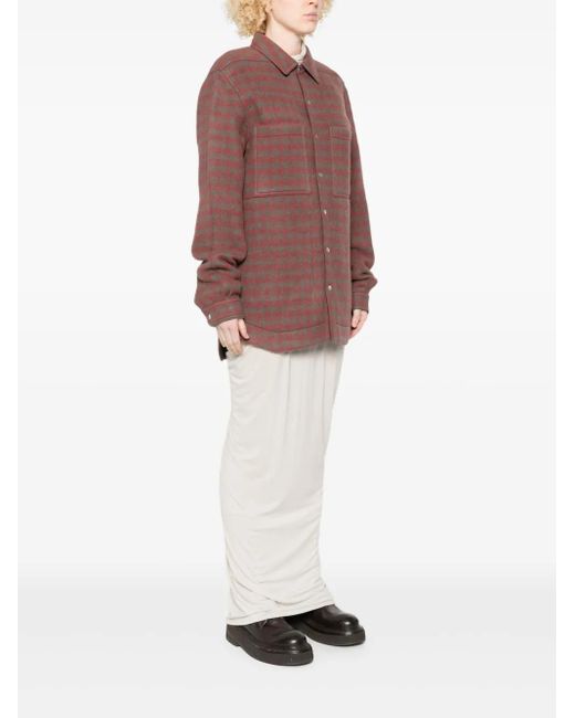 Rick Owens Purple Checked Patch-Pocket Shirt