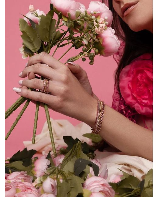 SHAY Metallic 18Kt Rose Baby Diamond Link Bracelet