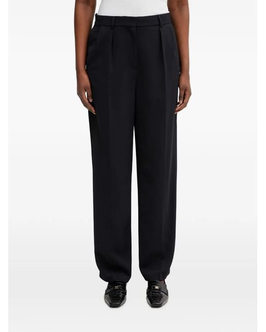 Lacoste Black Pleated Logo-Patch Trousers