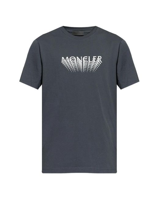 Moncler Blue Logo Printed T-Shirt for men