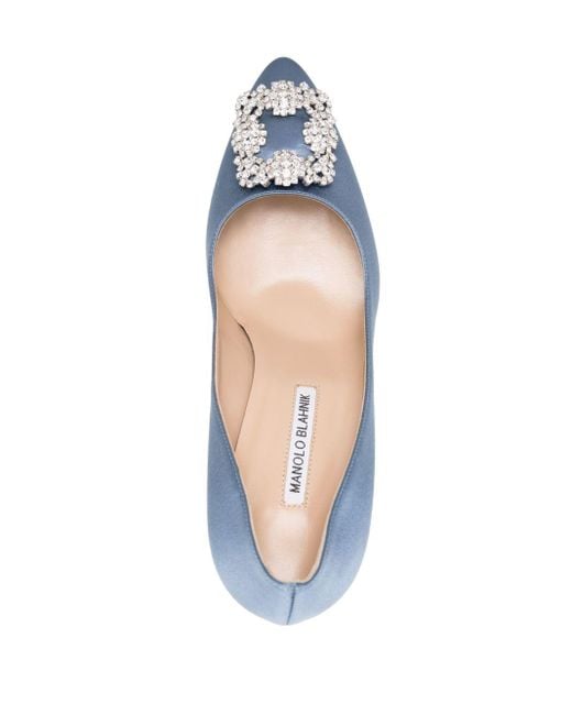 Manolo Blahnik Blue Hangisi 90Mm Satin Pumps